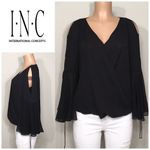 New. Black drape split ruffle sleeve top. NWOT Black Photo 1