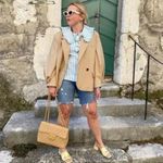 ZARA  Women Pleated Sleeve Blazer Light Camel Size US Medium‎ Photo 6