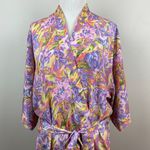 The Lingerie Collection Robe‎ Large Purple Multicolor Floral 3/4 Kimono Sleeve Photo 1