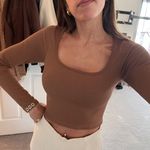 Brown Long Sleeve Crop Top Photo 4