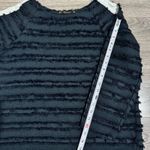 ZARA BASIC Black Textured Fringe Border White Side Long Sleeve Top Women Size M Size M Photo 9