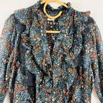 Warm NY boho 100% cotton Floral Tiered Ruffle Midi long sleeve Dress NWT Black Size 0 Photo 7