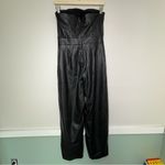 Banana Republic NWT BANANA REBUPLIC Vegan Leather wide leg Jumpsuit Size 4 Black strapless Photo 2
