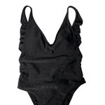 Aerie  Small Black One Piece Swimsuit Ruffle V Neck Monokini Cute Photo 1