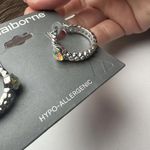 Liz Claiborne  Silver Tone Hoop AB Rhinestone Pierced Earrings NWT Photo 3