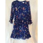 Calvin Klein  Women's Floral A-Line Dress Bell Sleeves Size 8 Blue Fall Cocktail Photo 3