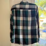 Faded Glory  Flannel Plaid Shirt in Green Black & White Herringbone size Small Photo 5