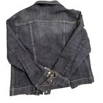 Chico's 🧥Chico’s Dark Wash Denim Jacket Women’s Size 2 – Pleated Button Front 🖤 Photo 3