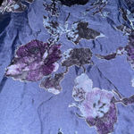 Lily White  Black and Bluish Purple Velvet Top Floral blouse Ruffled Sleeves Photo 2