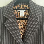CAbi Pinstripes Tapered Waist Cheetah Lining Career Blazer Women’s Size 6 Photo 2