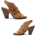 OTBT Women's Delhi Suede Leather Strappy Cone Heels Sandal Tan Size 7.5 Photo 1