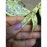 Vera Bradley Retired Tote Shoulder Bag Lime Blue Floral Quilted Pockets Zip Photo 6