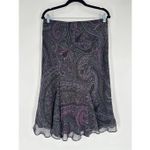 CHAPS Vintage Y2K Black Purple Floral Midi Skirt Size M Goth Witchy Whimsical Photo 11