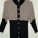 Karen Millen Black Gray Mock Neck Snap Front Dolman Sleeve Knit Top Size 2 Photo 0