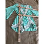 Illa Illa Womens M Green White Lace Keyhole Bck Romper Jumper Short Bell Sleeves Photo 4