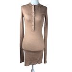 THE ATTICO Long Sleeve Mini Dress in Camel 40 Womens Knit Cashmere Sweater Tan Size undefined Photo 4