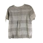 Talbots Womens Linen Tunic Top Striped Tie Sleeves Beige Gray M Photo 1