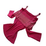 Y2K Off Shoulder Knit Sweater Women’s S Hot Pink Top Rhinestone Glam Photo 4