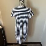 Jude Connally Striped Dress Stretchy White Navy Blue Womens Casual Dressy Small Photo 5