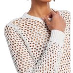 AQUA  White Crochet Knit Sweater Crystal Accents Long Sleeve‎ Top Size L Photo 3