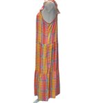 Time and Tru Women's Flutter Sleeve Tiered Plaid Midi Dress Pink Yellow‎ Size L Size L Photo 4