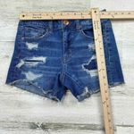 American Eagle Jean Shorts Womens 2 Super Stretch Distressed Blue Cutoff Patches Photo 7