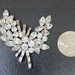 Vintage Unsigned Clear Rhinestones Pave Silver Photo 6