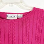 Vintage Career Essentials Hot Pink Cable Knit Short Sleeve Sweater Size M Photo 2
