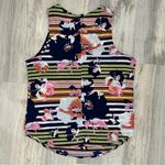 Pim + Larkin Anthropologie  Navy Floral Sleeveless Blouse Lightweight Top Size M Photo 5