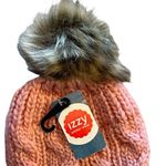 Chunky Knitted Beanie Hat Cap Pink Silver Metallic Thread Pomp Pom NWT Photo 2