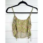 Abound  Green and Pink Floral Ruched Camisole Crop Top Spaghetti Straps Size M Photo 2