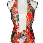 Modcloth The Bethany One-Piece Floral Halter High Waisted Swimsuit XL Orange Photo 1