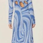 NWT House of Sunny Blue Moon Fuzzy Midi Dress Size 4 Sea blue Photo 1