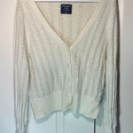 Abercrombie & Fitch  Cream Pointelle Knit Cardigan Sweater Cottagecore Womens XL Photo 0