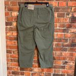 Style & Co NWT . womens embroidered cropped straight twill tape pants green L Photo 1
