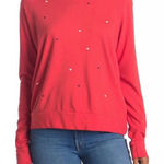 Sundry Red Crew Neck Long Sleeve Sweatshirt Small Hearts Print Size 2 Medium Photo 0