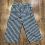 American Eagle  Pants High Rise Wide Leg Crop Striped Blue White Women’s 8 Beach Photo 3