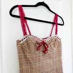 With Jean  | Ryder Mini Corset Lace-up Dress in Plaid Brown Check‎ Small Photo 6