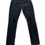 EXPRESS Jeans Womens 6 Black Legging MIA Mid Rise Ripped Distressed Skinny Denim Photo 0