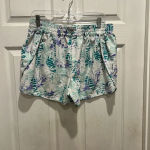 Columbia PFG Women’s Large Pull On Shorts Elastic Waist Tie Front Purple Teal Photo 3