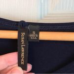 Susan Lawrence  Womens S Navy Blue Short Sleeve V-Neck Stretchy Sheer Bottom Top Photo 2