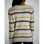 Mason & Belle  Ellie Textured Striped Sweater Cream, Brown, Yellow Size XL Photo 4