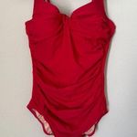 MiracleSuit  Red Bodysuit with Molded Cups and Ruched Detail Photo 0