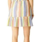 Saylor  Dress Women XL Multicolor Striped‎ V Neck Smocked Ruffle Trim Alma Mini Photo 0