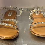 Steve Madden  Tan and Silver Sandals with Rhinestone Embellishments​ Photo 0