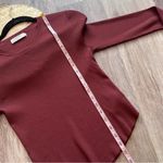 Babaton  maroon wine burgundy knit ribbed long‎ sleeve top Photo 3