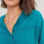 Anthropologie  x Pilcro and Letterpress Mila Top turquoise sz S Photo 2