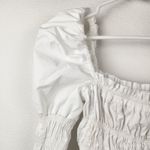 Caroline Constas Delilah Top White Size Large Long Sleeve Puff Shoulders Smocked Photo 2