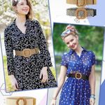 None 4-Pack Retro Color Straw Woven Belts QP2286 NWT L Photo 1