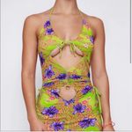 I am gia I.Am.Gia Svana Cutout Halter Mini Dress in Hawaiian Hibiscus‎ Drawstring Size XS Photo 3